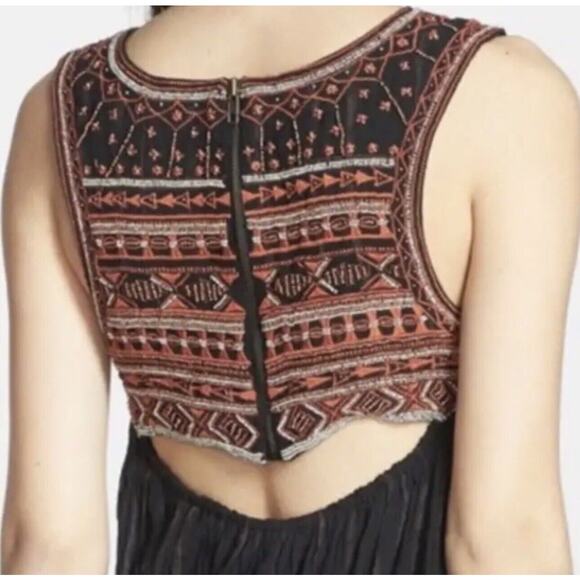 Free People Embroidered Beaded Aztec Dress Size 4 - Picture 4 of 5